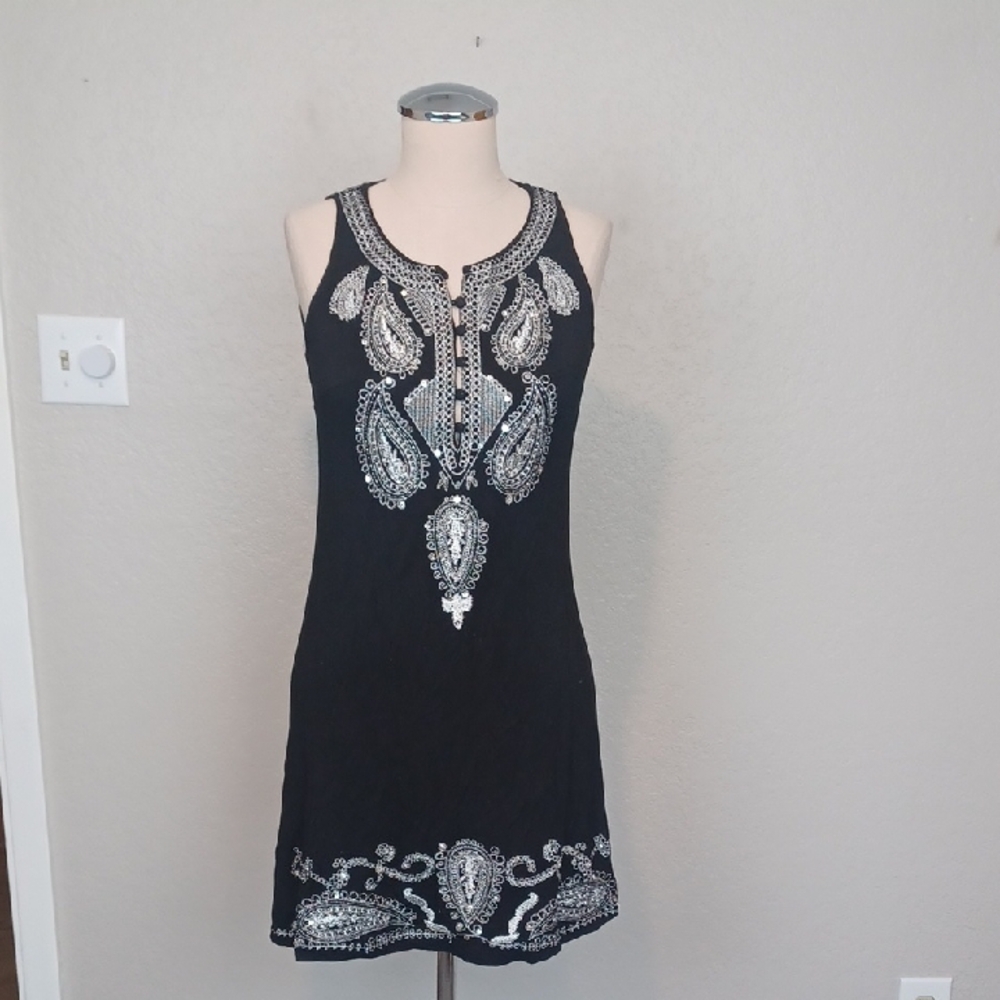 Elegant Black and Silver Embellished Dress